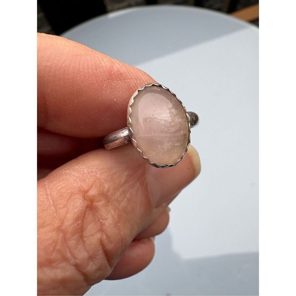 Ring, Rose Quartz and Sterling Silver Ring, size 6.5, NEW, Handmade